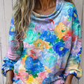 Women's Floral Art Print Casual Long Sleeve Comfortable Cotton Shirt