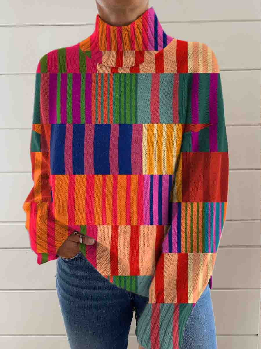 womens-retro-art-abstract-geometric-print-knit-turtleneck-pullover-sweater