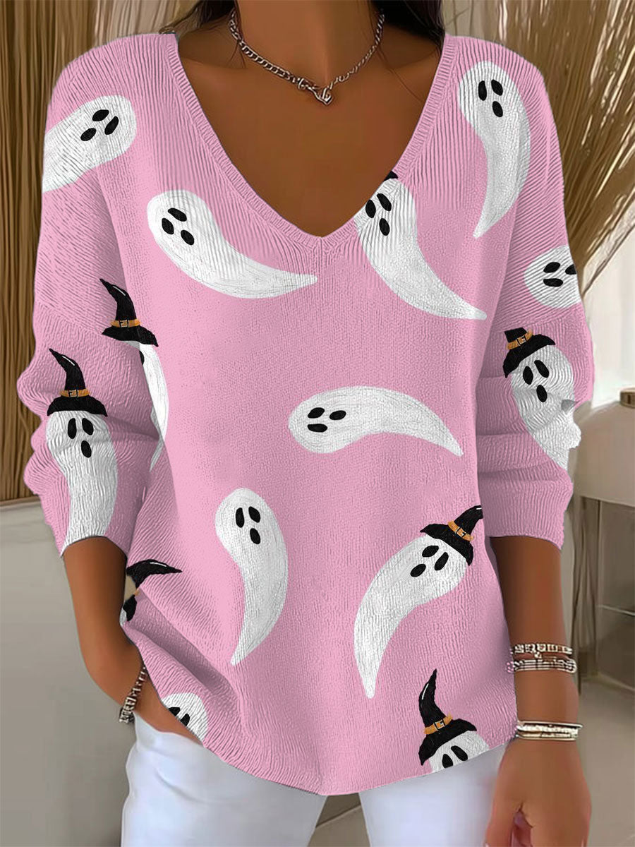 womens-vintage-ghost-witch-art-print-casual-pullover-sweater