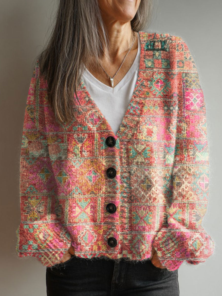 vintage-flower-art-print-buttoned-v-neck-cardigan-sweater-fxrs