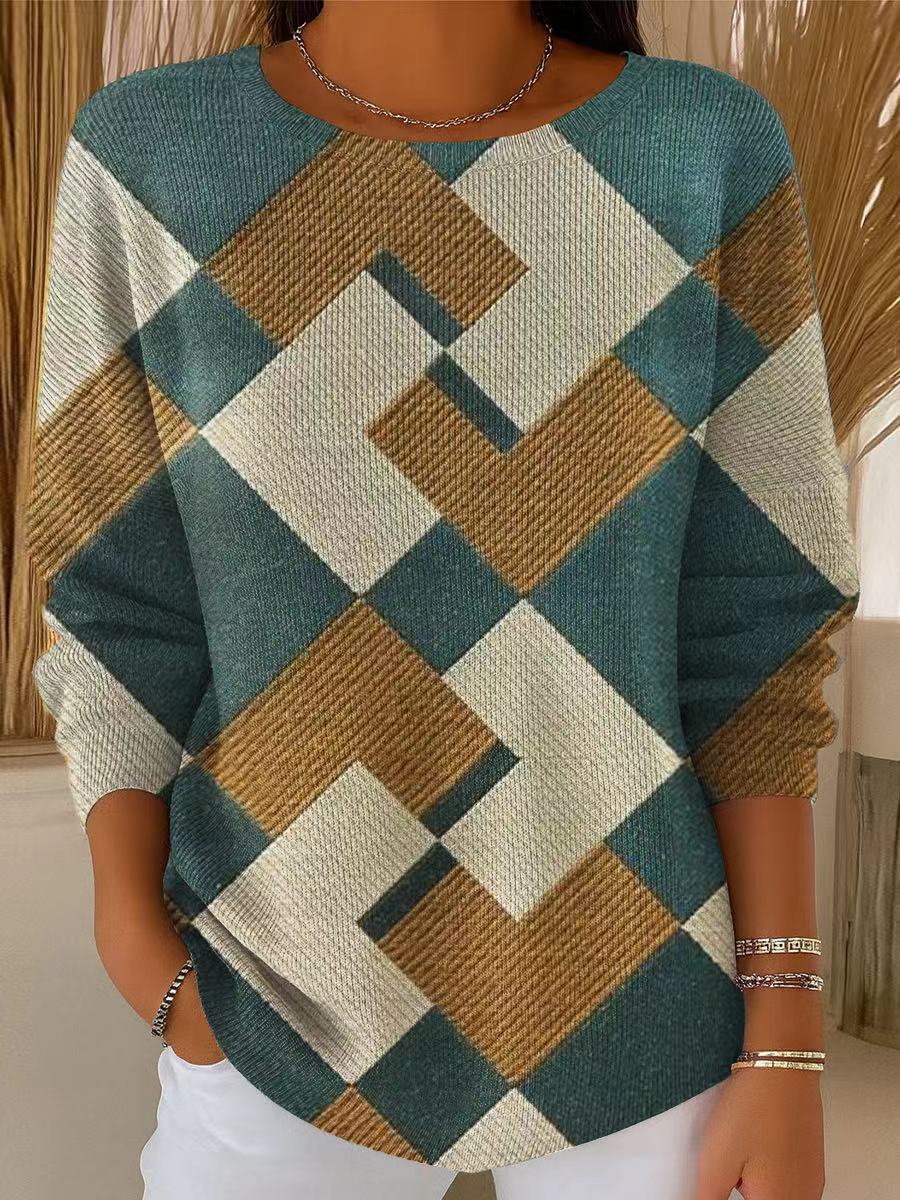 womens-abstract-rhombus-geometric-painting-art-print-casual-pullover-sweater