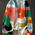 Women's Abstract Colorful Graffiti Floral Painting Art Print Casual Cotton And Linen Shirt