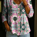 Women's Floral Pattern Art Print Casual Cotton Shirt
