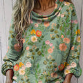 Women's Vintage Floral Art Print Casual Long Sleeve Comfortable Cotton Shirt