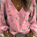 Women's Vintage Floral Art Pattern Print Casual Cotton And Linen Shirt