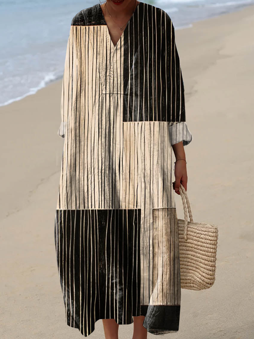 Women's Geometric Pattern Art Print Cotton Dress