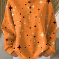 Women's Halloween Orange Pattern Art Print Casual Cotton Sweatshirt