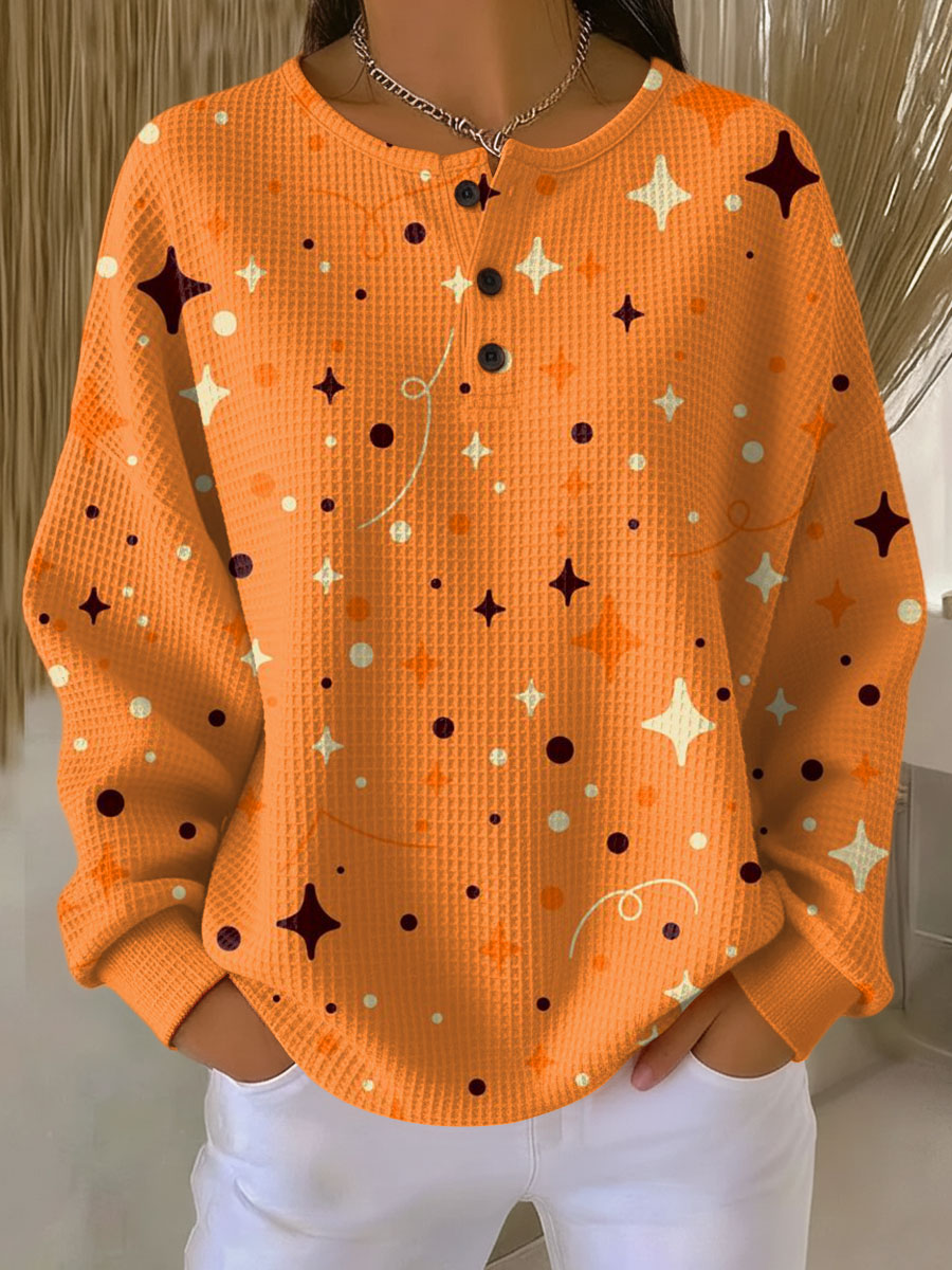 Women's Halloween Orange Pattern Art Print Casual Cotton Sweatshirt