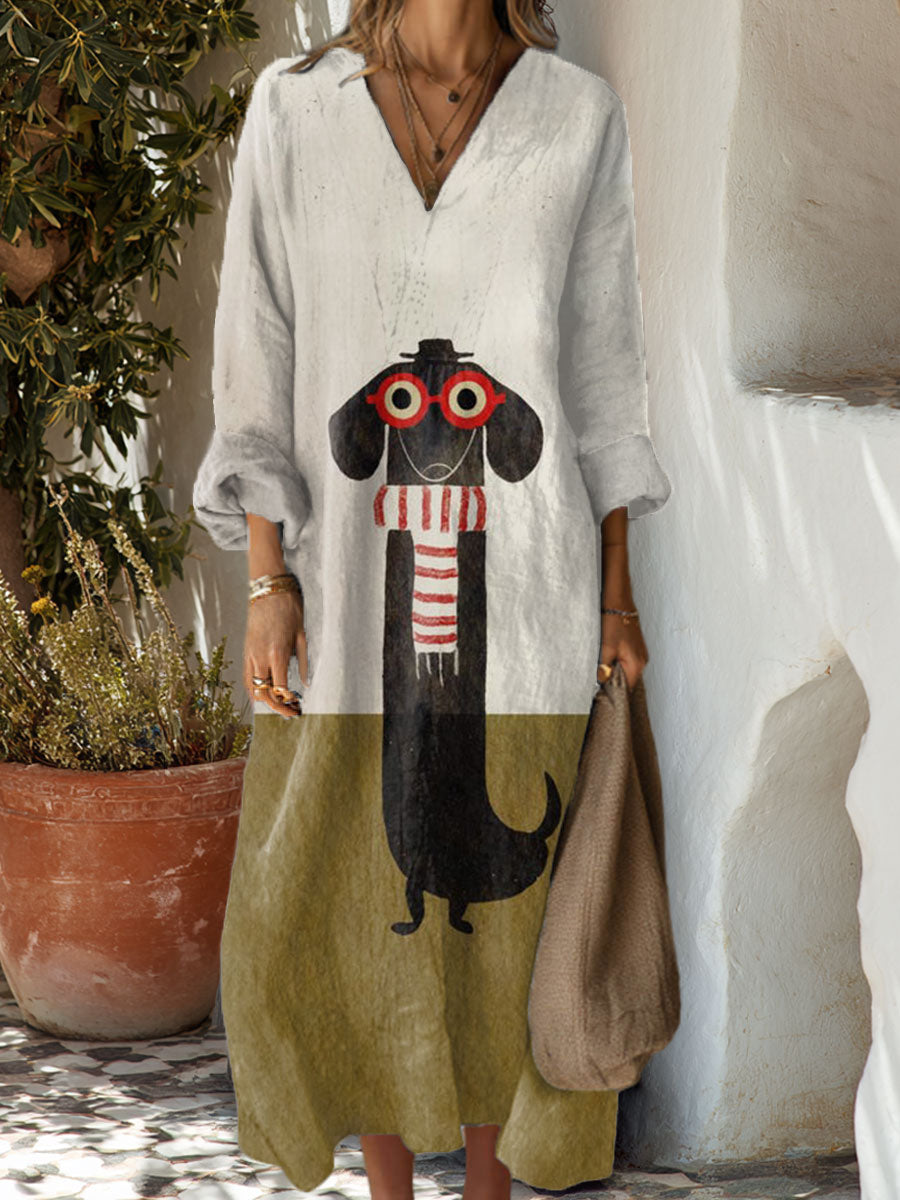 Women's Funny Dachshund Art Print Dress