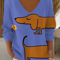womens-funny-dachshund-art-print-casual-pullover-sweater-b3u3