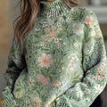 womens-vintage-art-flower-print-knit-turtleneck-pullover-sweater-j09q