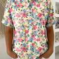 Women's Vintage Flower Pattern Printed Cotton Linen Top