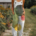Women's  Vintage Abstract Geometric Art Print Casual 100% Cotton Wide Leg Jumpsuit