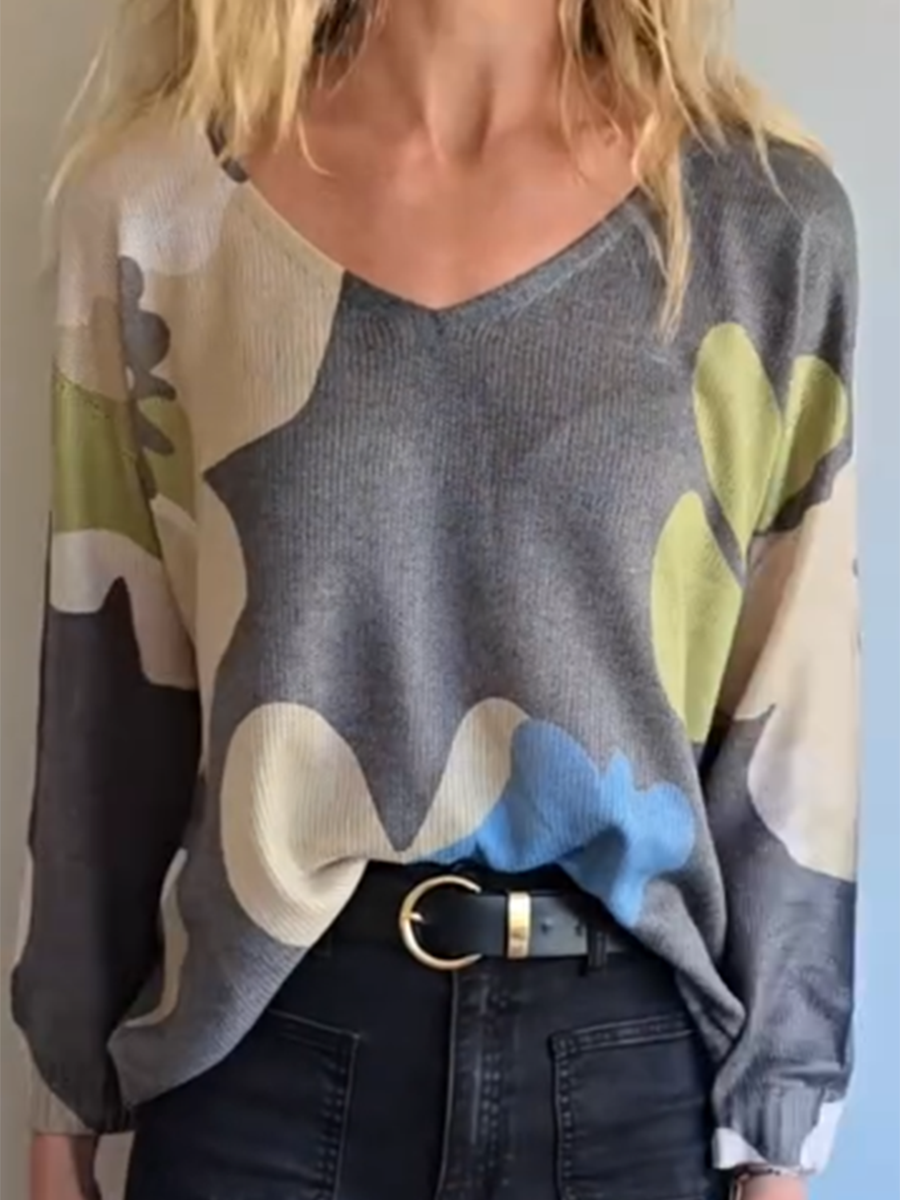 Women's Multicolor Floral Knit Sweater