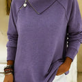Casual Retro-style Collared Zip-up Sweatshirt