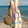 Women's Colorful Large Plaid Art Print Dress