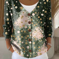 Christmas Tree Print Buttoned V-neck Cardigan Sweater