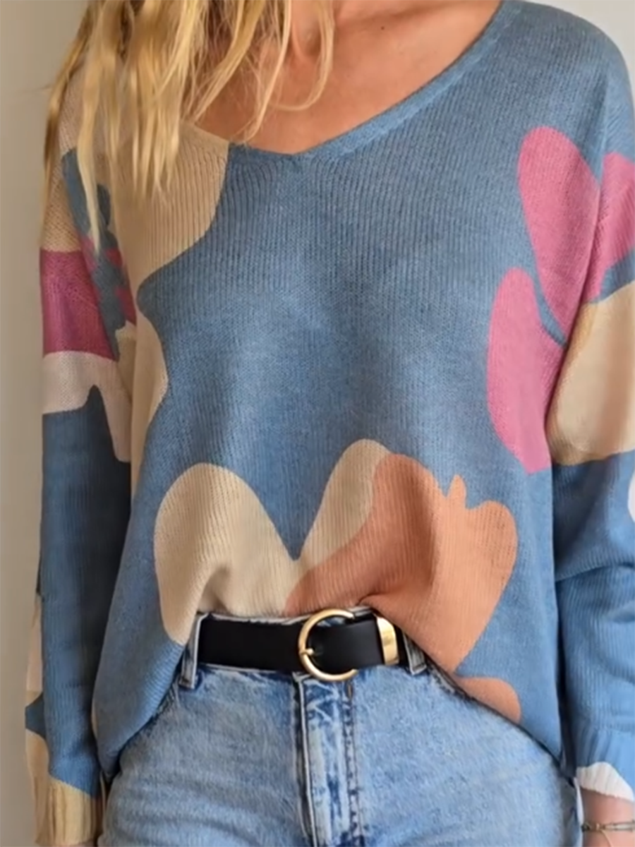 Women's Multicolor Floral Knit Sweater