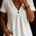 Women's V-neck Short-sleeved Cotton Top