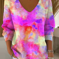 Women's Beautiful Abstract Bright Floral Painting Art Print Casual Pullover Sweater