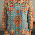 womens-vintage-floral-art-print-casual-peter-pan-collar-3-4-sleeve-sweater-ixkh