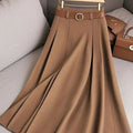 Women's Solid Color High Waist A-Line Casual Skirt