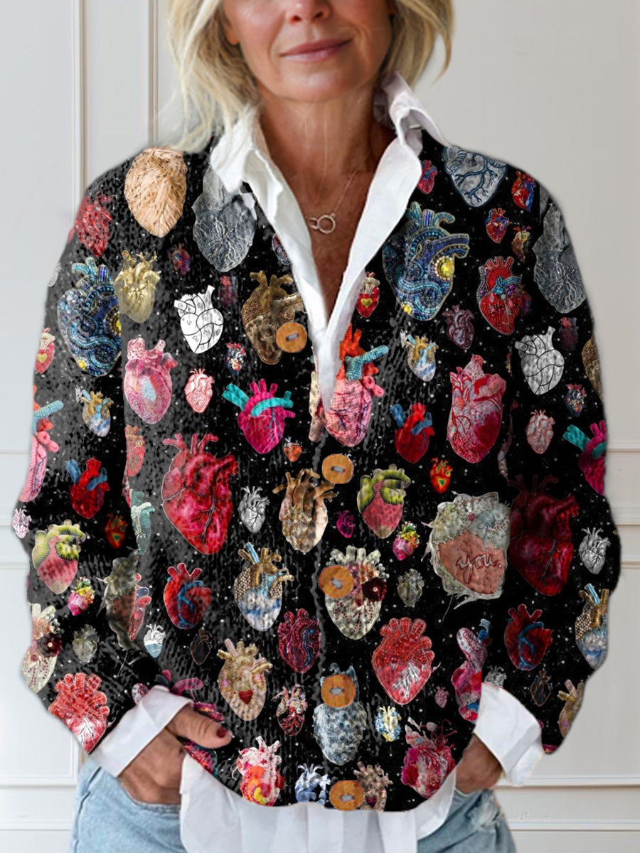 halloween-heart-print-buttoned-cardigan-sweater