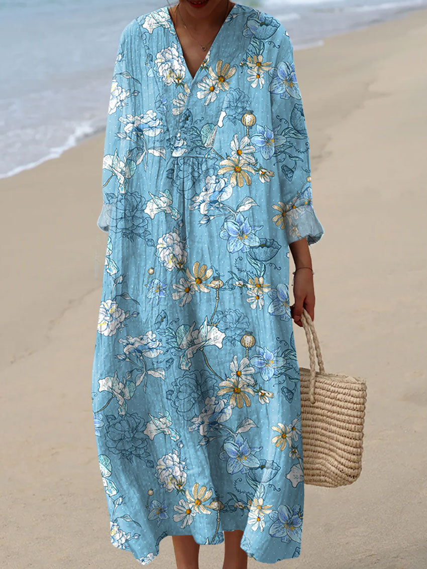 Women's Vintage Floral Art Print Casual Dress