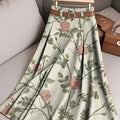 Women's Retro Flowers Pattern Casual Print Cotton Skirt