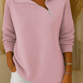 Women's Solid Color Lapel Long Sleeve Casual Sweater