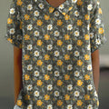 Women'S Fresh Contrast Color Floral Print Shirt