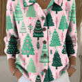 Women's Beautiful Christmas Tree Painting Art Print Cowl Neck Sweater