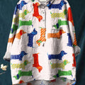 Women's Dog  Art Print Casual Cotton And Linen Shirt