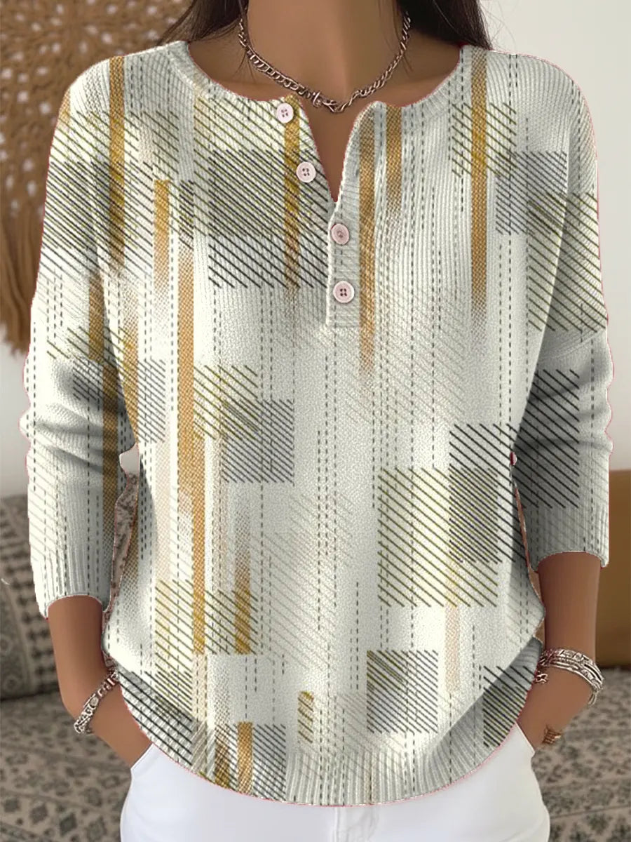 Vintage Abstract Geometry Art Print Buttoned Cardigan Sweater