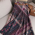 Women's Retro Splicing Flowers Pattern Casual Print Cotton Skirt