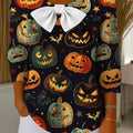 Halloween Pumpkin Contrasting Colors Print Buttoned Cardigan Sweater