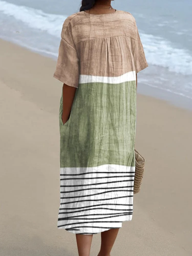 Women's Abstract Geometric Art Print Casual Flowy Dress