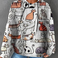 Plus size Autumn/Winter Women's Waffle Essential Creative Printed Long Sleeve Hooded Sweatshirt