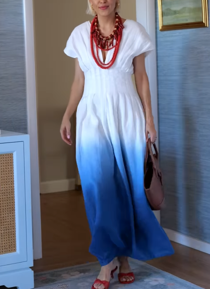 Ombre Dip-Dyed Toby Linen Dress