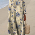 Robe en coton imprimée à motif floral vintage pour femme