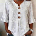 Women's Flower Pattern Art Print Casual Cotton Shirt