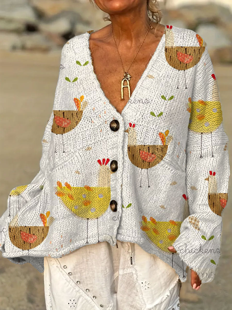 womens-funny-chicken-art-print-casual-pullover-sweater-6xid