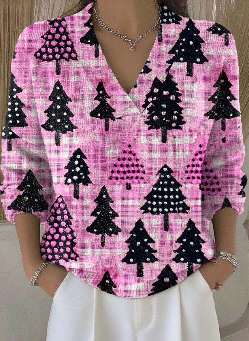 Vintage Christmas Art Print Buttoned Cardigan Sweater