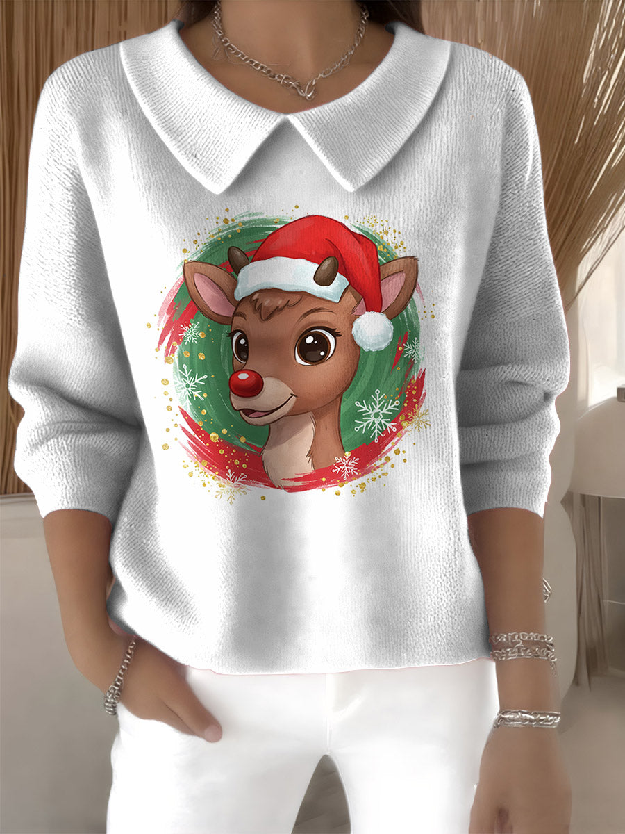 Merry Christmas Fawn decorative pattern Casual Sweater