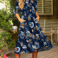Women's Retro Flowers Pattern Art Casual Print Dress