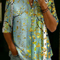 Women's Floral Pattern Art Print Casual Cotton Shirt