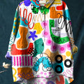 Abstrct Art Printed Women's Casual Cotton And Linen Shirt
