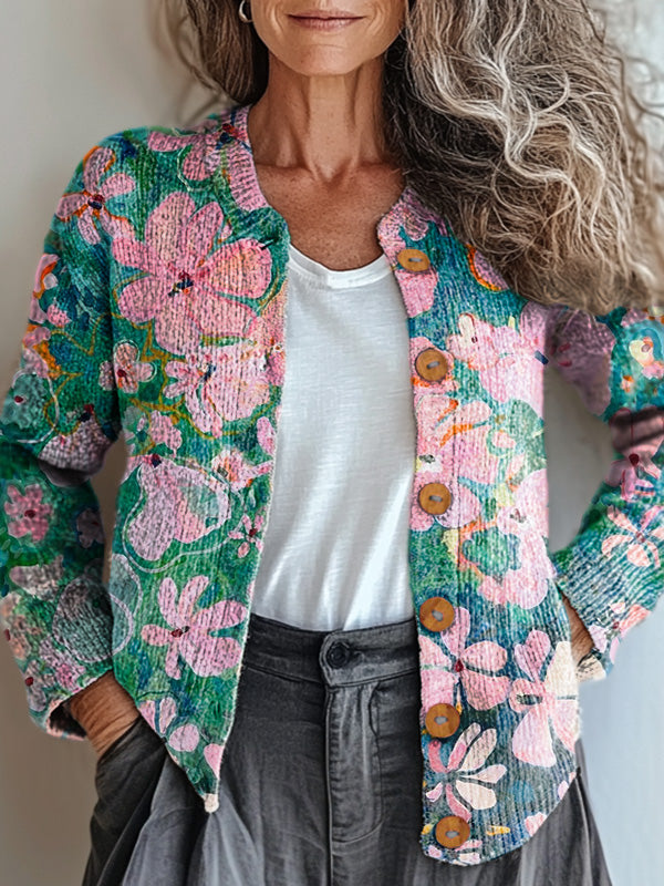 beautiful-flower-painting-art-print-buttoned-cardigan-sweater