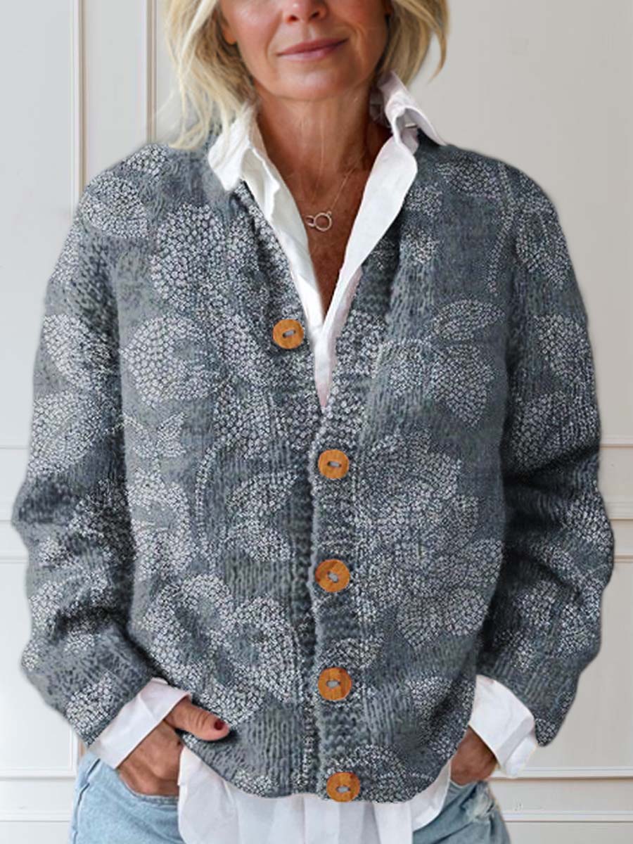 womens-vintage-floral-art-print-buttoned-cardigan-sweater-rm69
