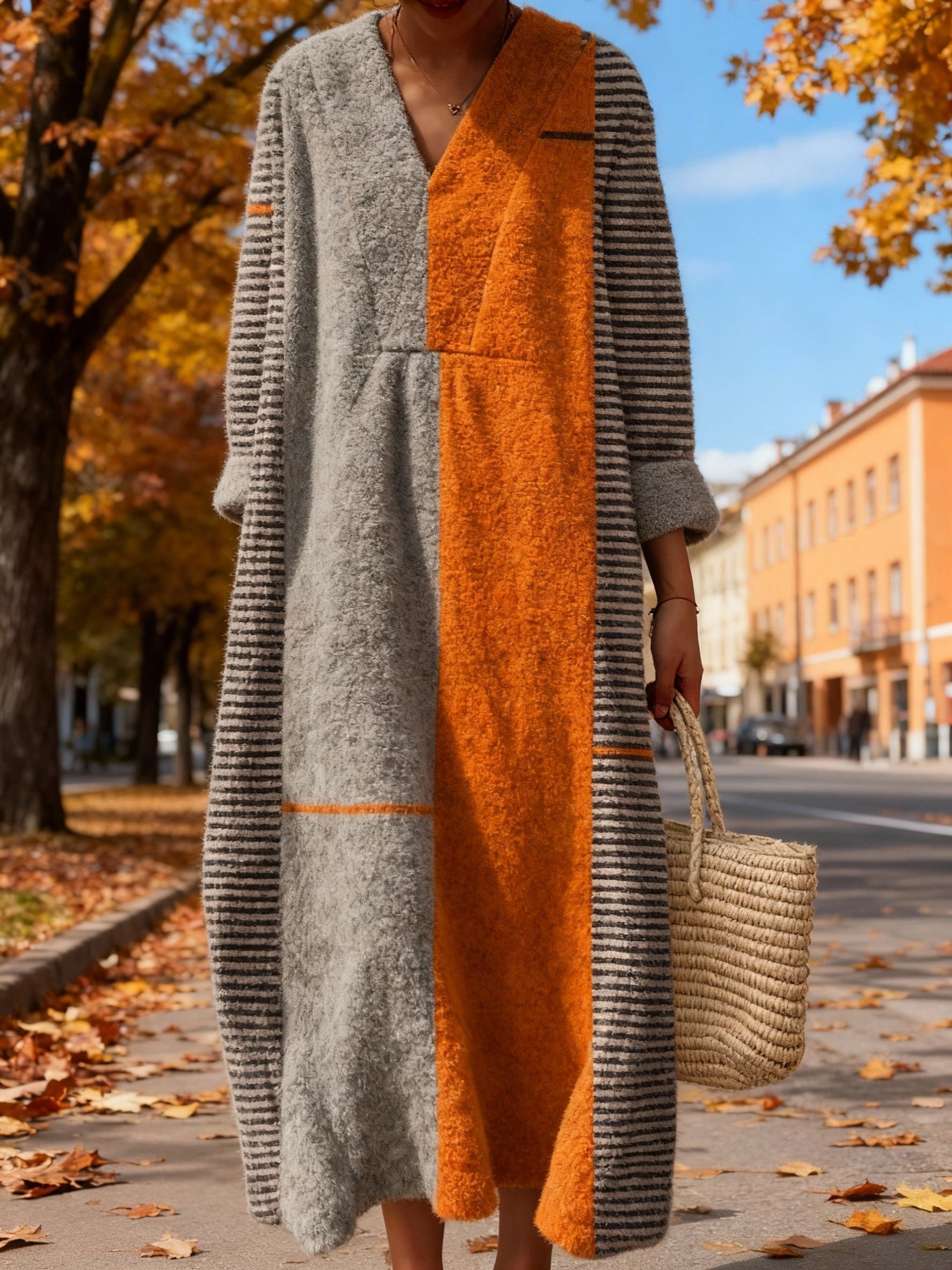 Women's Geometric Art Print Casual Cotton Sweater Dress